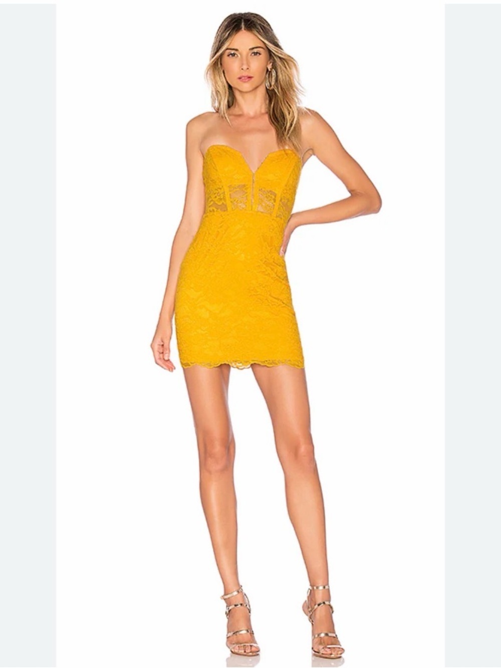 NBD X Naven Amber Dress in Bright Mustard Strapless Mini Size Medium
